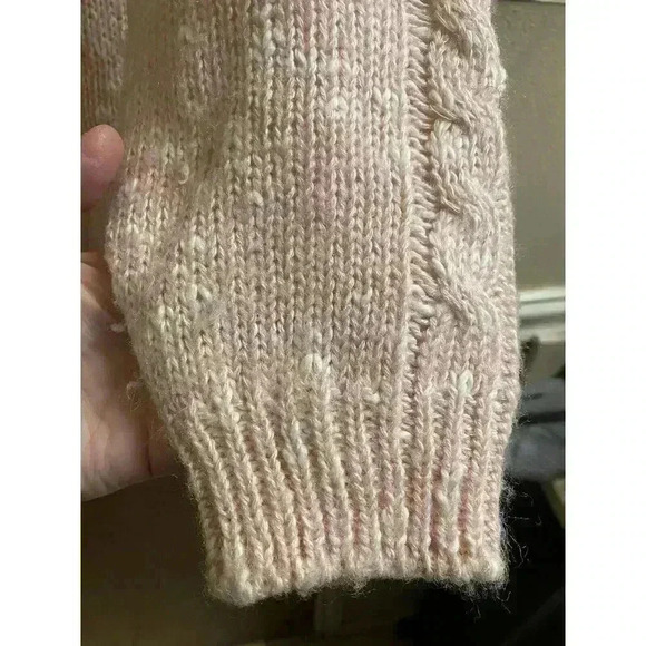 Vintage Ashley S Pink White Heathered Knit Sweater With Pearl Button Mock Neck S - Picture 7 of 14